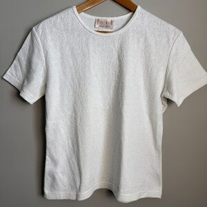 Braemar Jeremy Scott Women's L Jacquard Short Sleeve Vintage T-Shirt Top White